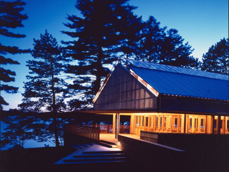 The design of the dining hall was an awarded a Governor's General medal and appears to glow at night. camp rentals
